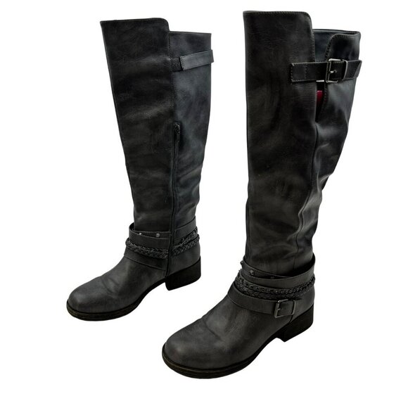 Sugar Women’s Knee High Boots Studded/Braided Gray Size 9M - Picture 1 of 8